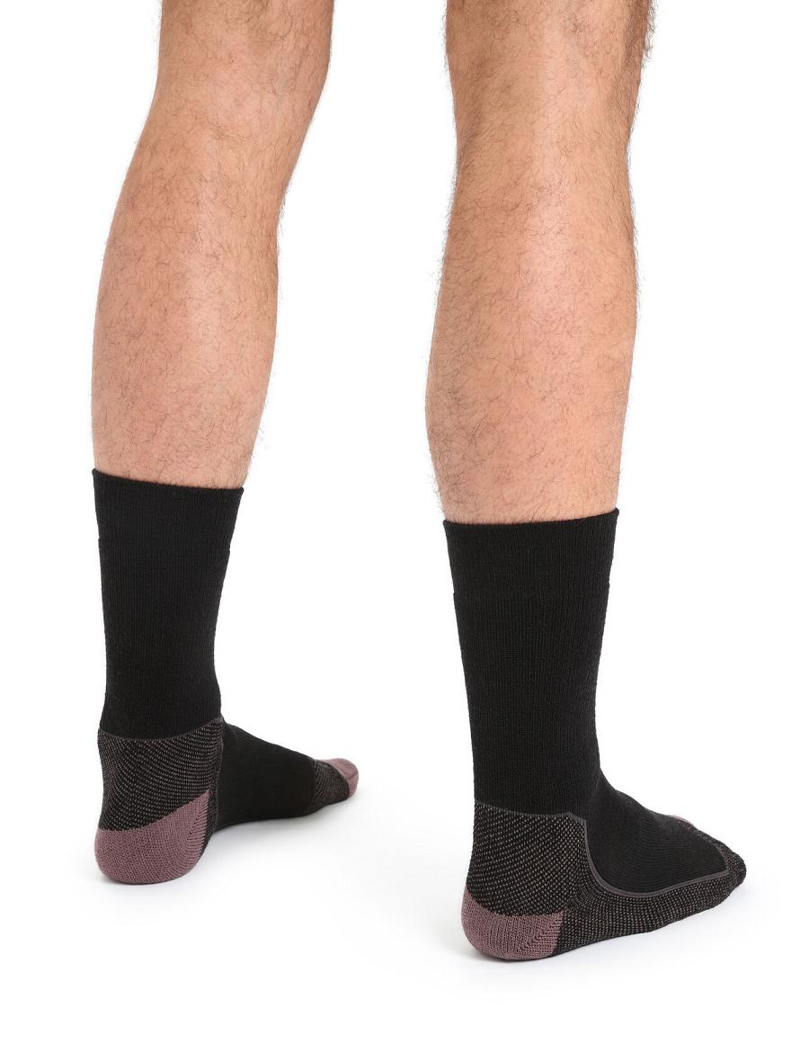 Men's Icebreaker Merino Hike+ Medium Crew Socks Black / Mink | CA 1924VRWD